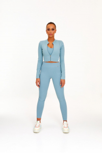 Obrázok pre Zoya tenké rebrované bezšvové morské modré dlhé nohavice