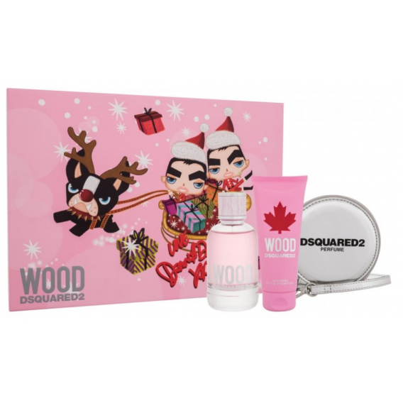 Obrázok pre Dsquared2 Wood Pour Femme 100 ml EDT + 100 ml Sprchový gel + Dsquared2 strieborná dámska peňaženka