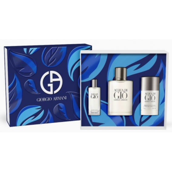 Obrázok pre Giorgio Armani Acqua Di Gio For Men darčeková sada 100 ml EDT + 15 ml EDT + 75 ml tuhý deodorant stick pre mužov