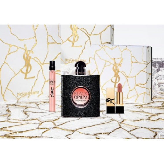 Obrázok pre Yves Saint Laurent Black Opium darčeková sada 90 ml EDP + edp 10ml + mini rtěnka 1.3 g Lipstick pre ženy