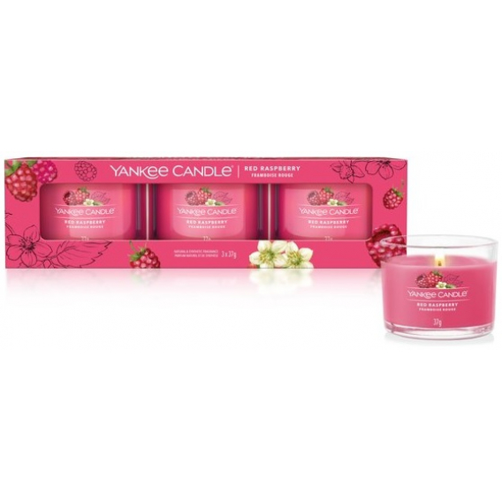 Obrázok pre Yankee Candle Red Raspberry 3pack sviečka v skle 3x 37g